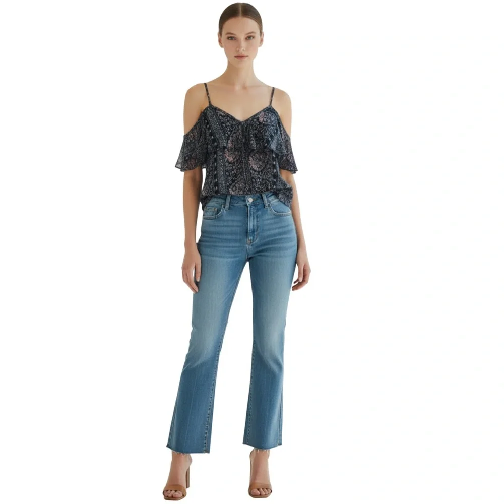 Paige Denim Boho Cold Shoulder Silk Top Blouse - Picture 4 of 4